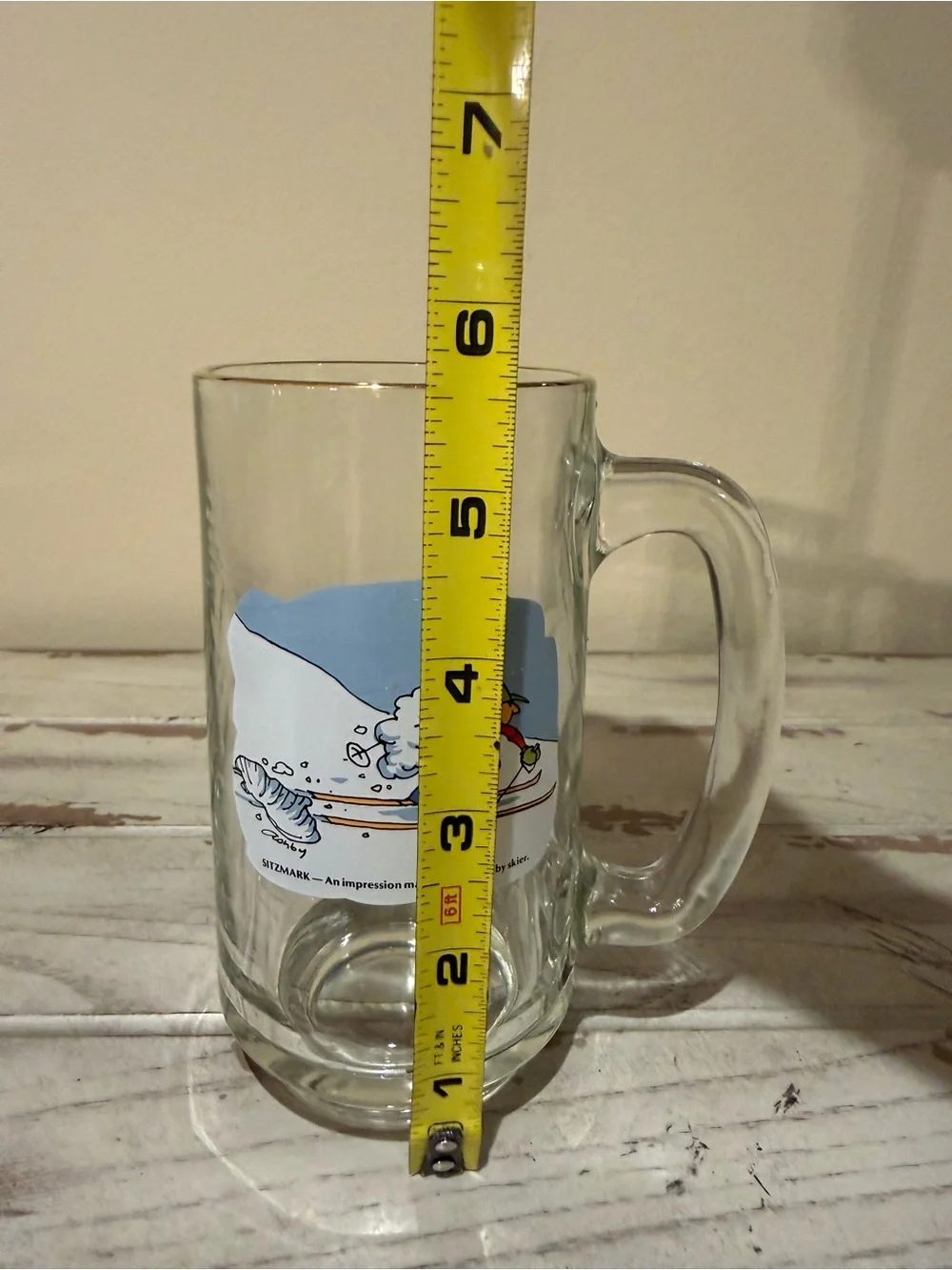 Vintage Sitzmark Ski Humor Glass Beer Mug Barware